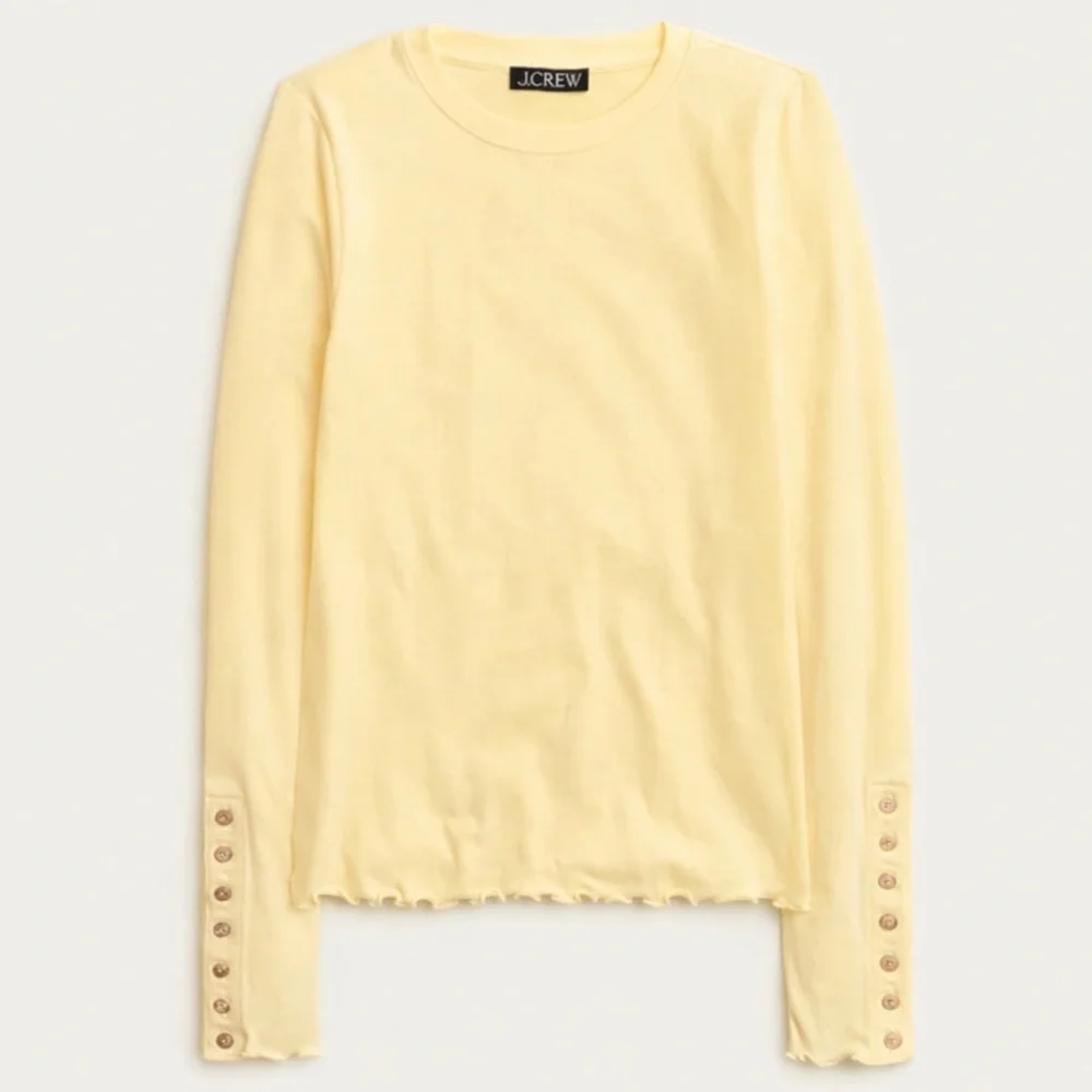 J.Crew Slim Fit Button Cuff Long Sleeve Tee | Soft Yellow | Size Small